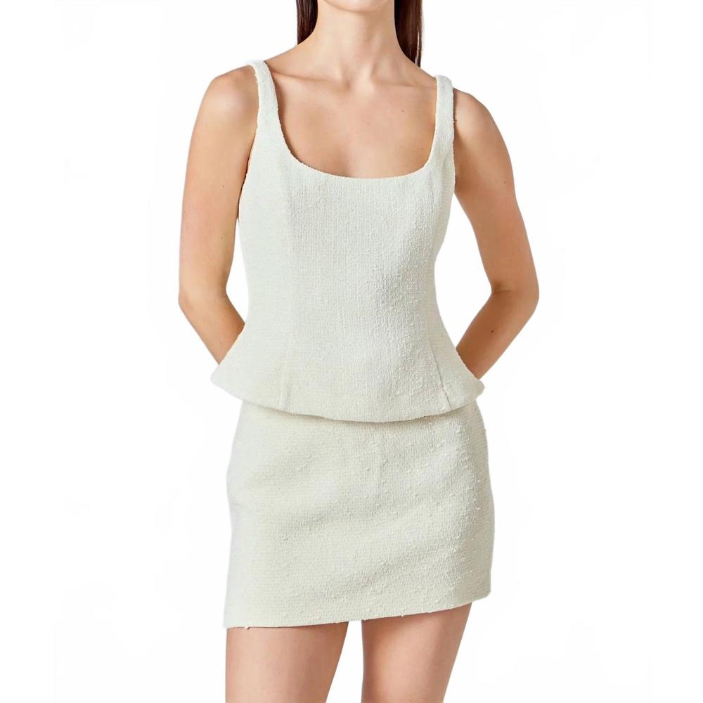 NEW 2.7 AUGUST APPAREL tweed skinny strap tank top in ivory